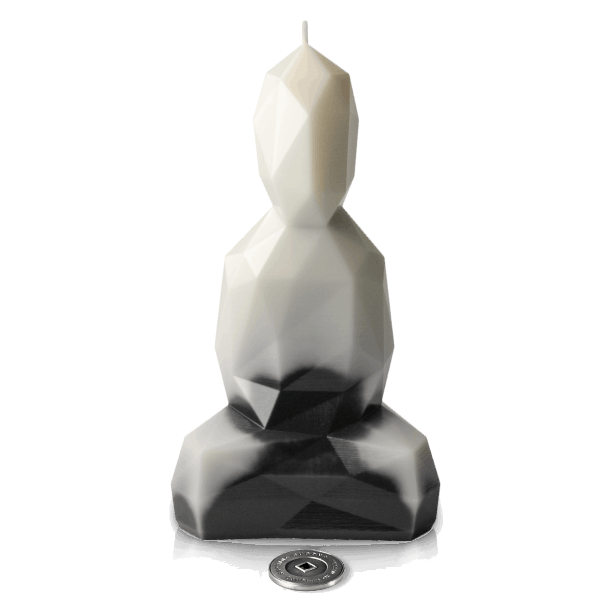 Bougie design en cire de colza Burning Buddha black & white