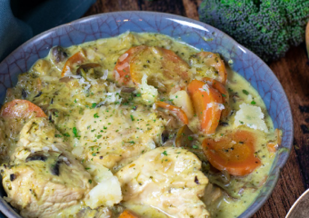 recette healthy : blanquette de dinde sans gluten au chèvre