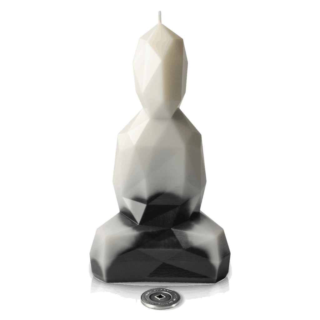 Bougie design en cire de colza Burning Buddha black & white