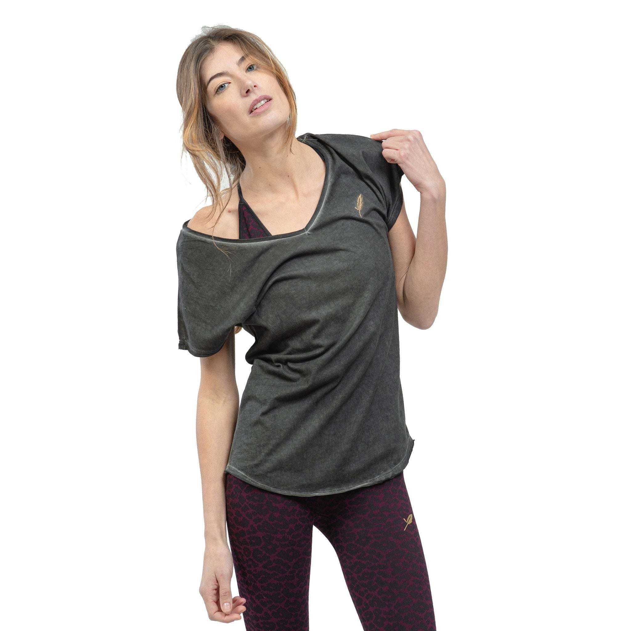 Tee shirt en coton Bio Asana Vegetal Black