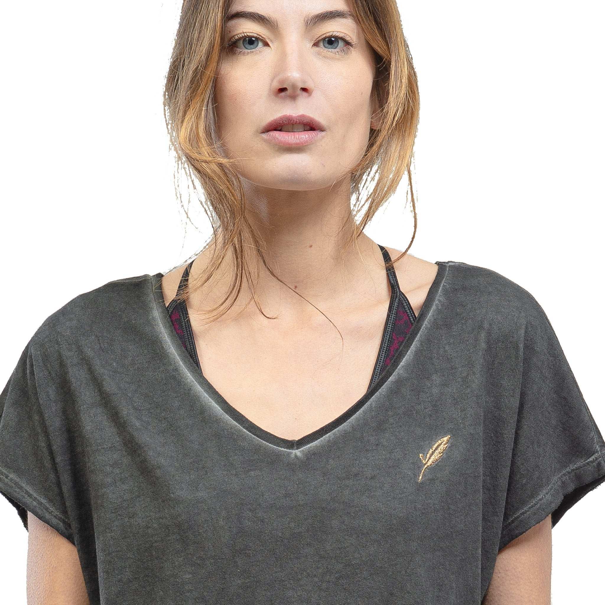 Tee shirt en coton Bio Asana Vegetal Black