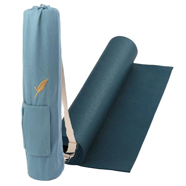 Tapis yoga chanvre fleur de vie or + sac